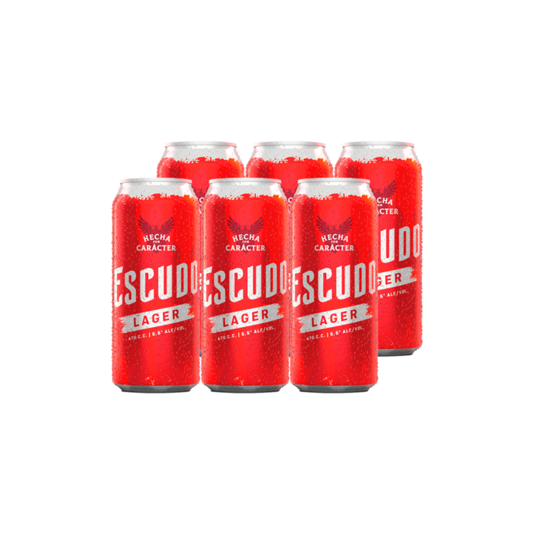 Six Pack Escudo Lager Lata 470 Cc